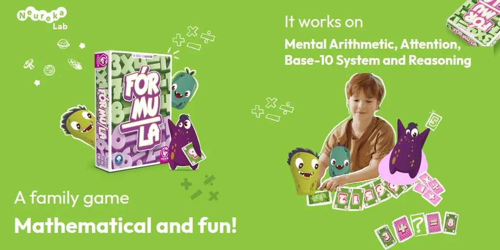 Fórmula: a mathematical and fun family game! It works on mental arithmetic, attention, the base-10 system and reasoning.