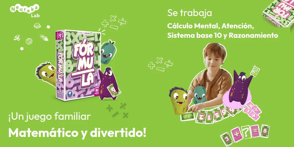Fórmula: ¡un juego familiar matemático y divertido! Se trabaja el cálculo mental, la atención, el sistema base 10 y el razonamiento.