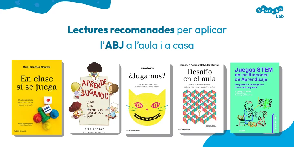 Cobertes dels cinc llibres recomanats per aplicar l’aprenentatge basat en el joc a l’aula i a casa.