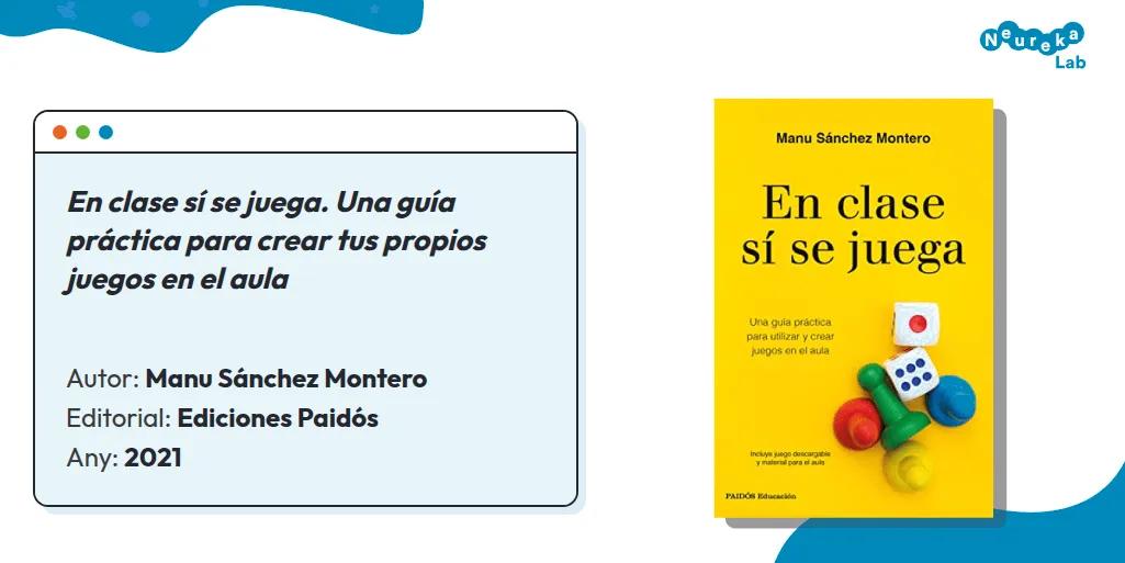 Fitxa i coberta d’«En clase sí se juega», de Manu Sánchez Montero (Ediciones Paidós, 2021).